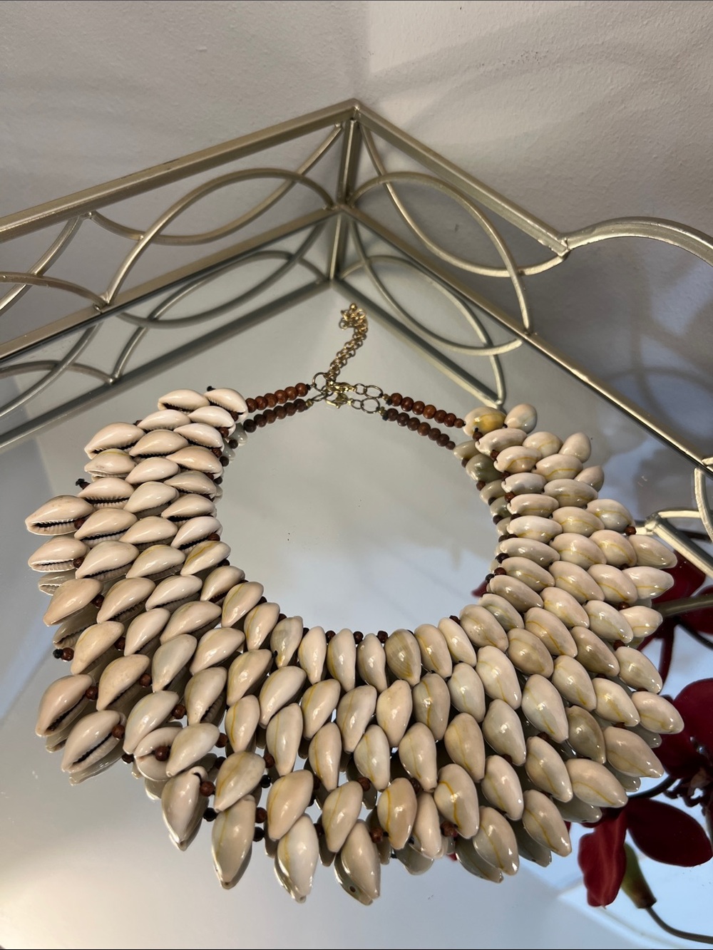 Vintage Sea Shell 5 Row Cowrie Statement Necklace